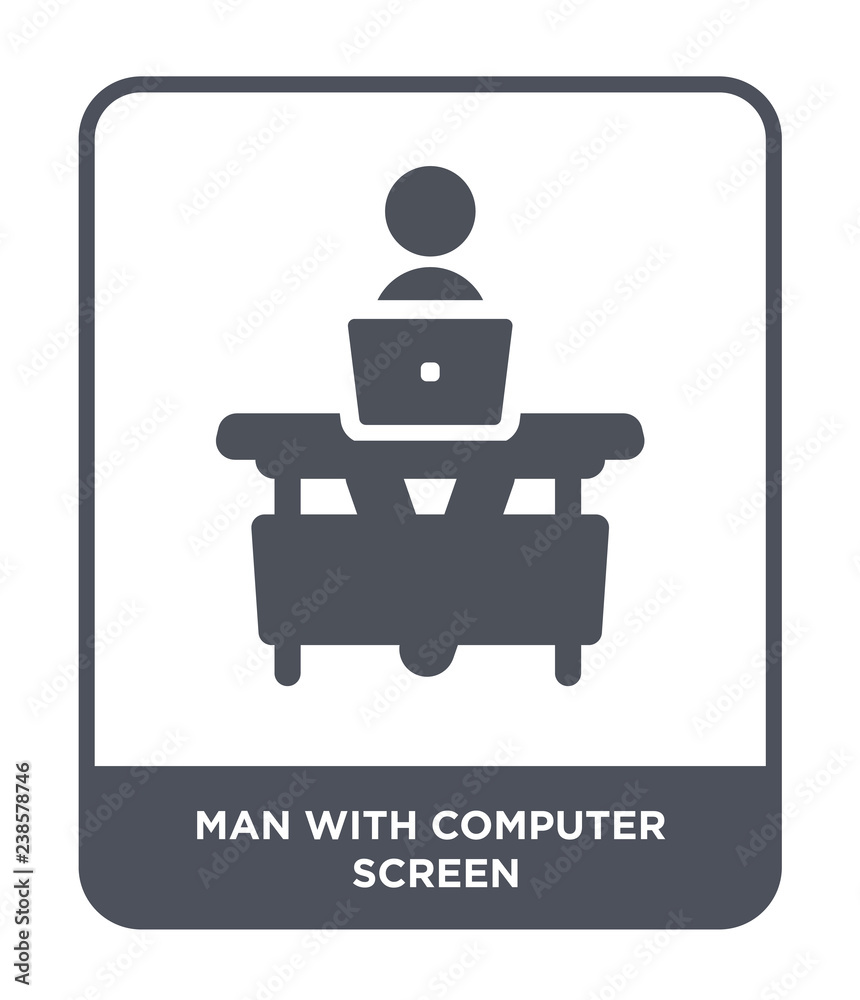man with computer screen icon vector