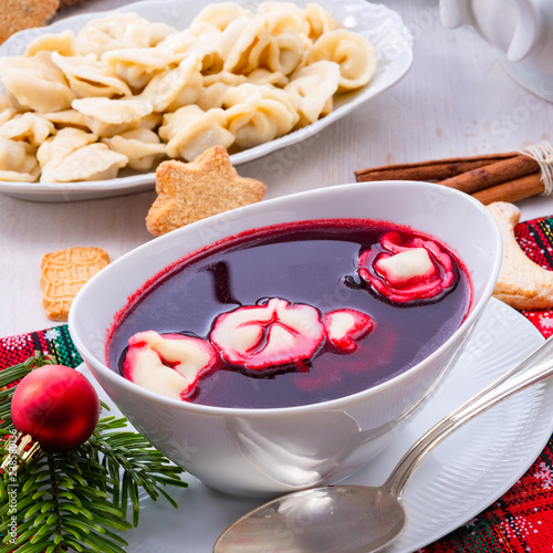 red barszcz with uszka a polish christmas soup photo