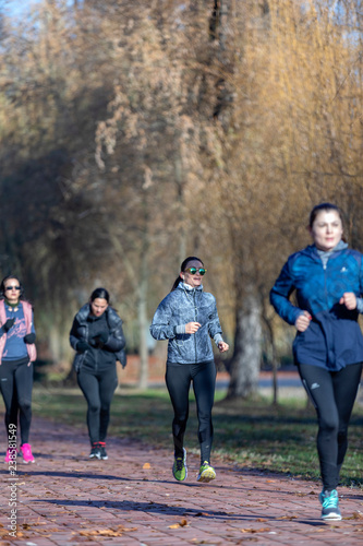 Sports event involving people of different ages organized at the centenary of the Great Romanian unions from 1918 in the city of Pitesti, Arges, Romania (09-12-2018)