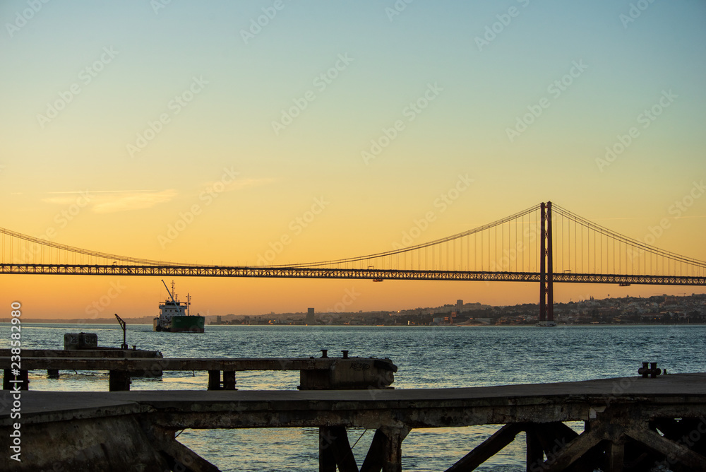 view of Tejo bridge in Lisbon