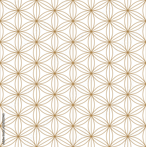 Seamless traditional Japanese ornament Kumiko.Golden color lines.