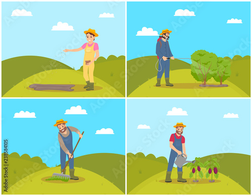 People Planting Cultivating Vector Illustration © robu_s