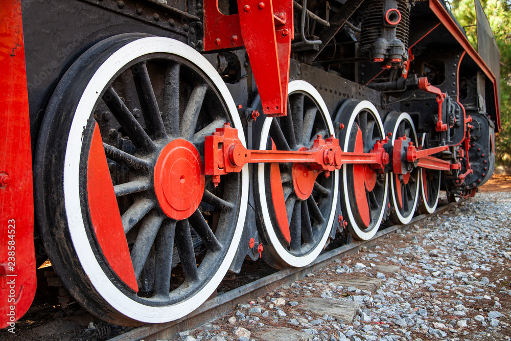 train, locomotive, steam, railway, wheel, engine, old, transport, railroad, transportation, rail, wheels, red, vintage, black, steel, retro, metal, travel, antique, iron, power, history, track, statio