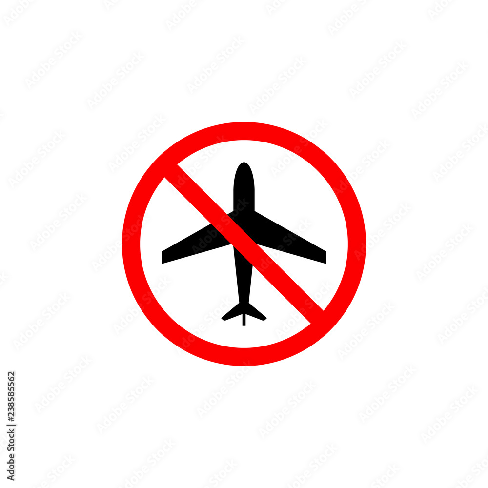 Forbidden plane, flight icon on white background can be used for web, logo, mobile app, UI, UX Forbidden plane, flight icon on white background can be used for web, logo, mobile app, UI, UX
