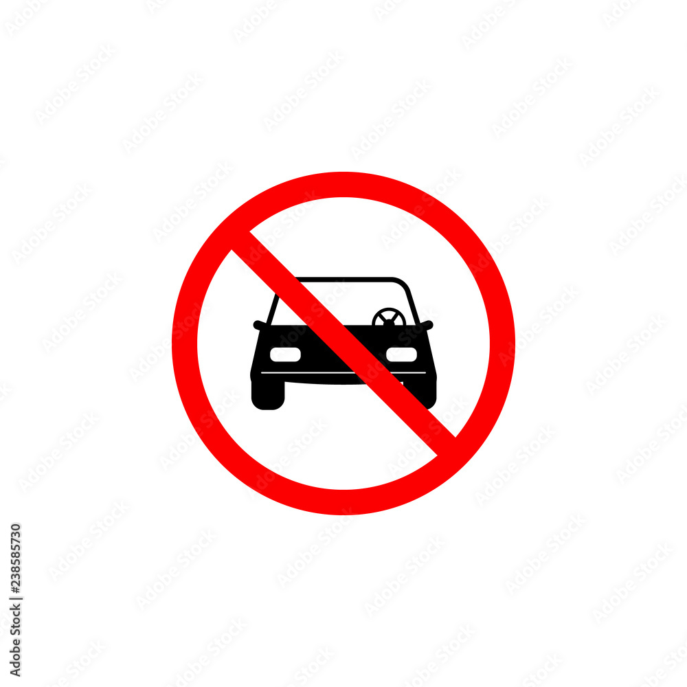 Forbidden car icon on white background can be used for web, logo, mobile app, UI, UX Forbidden car icon on white background can be used for web, logo, mobile app, UI, UX
