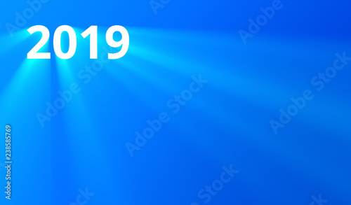 New Year 2019 text with lighting effect - 3D Rendered Image