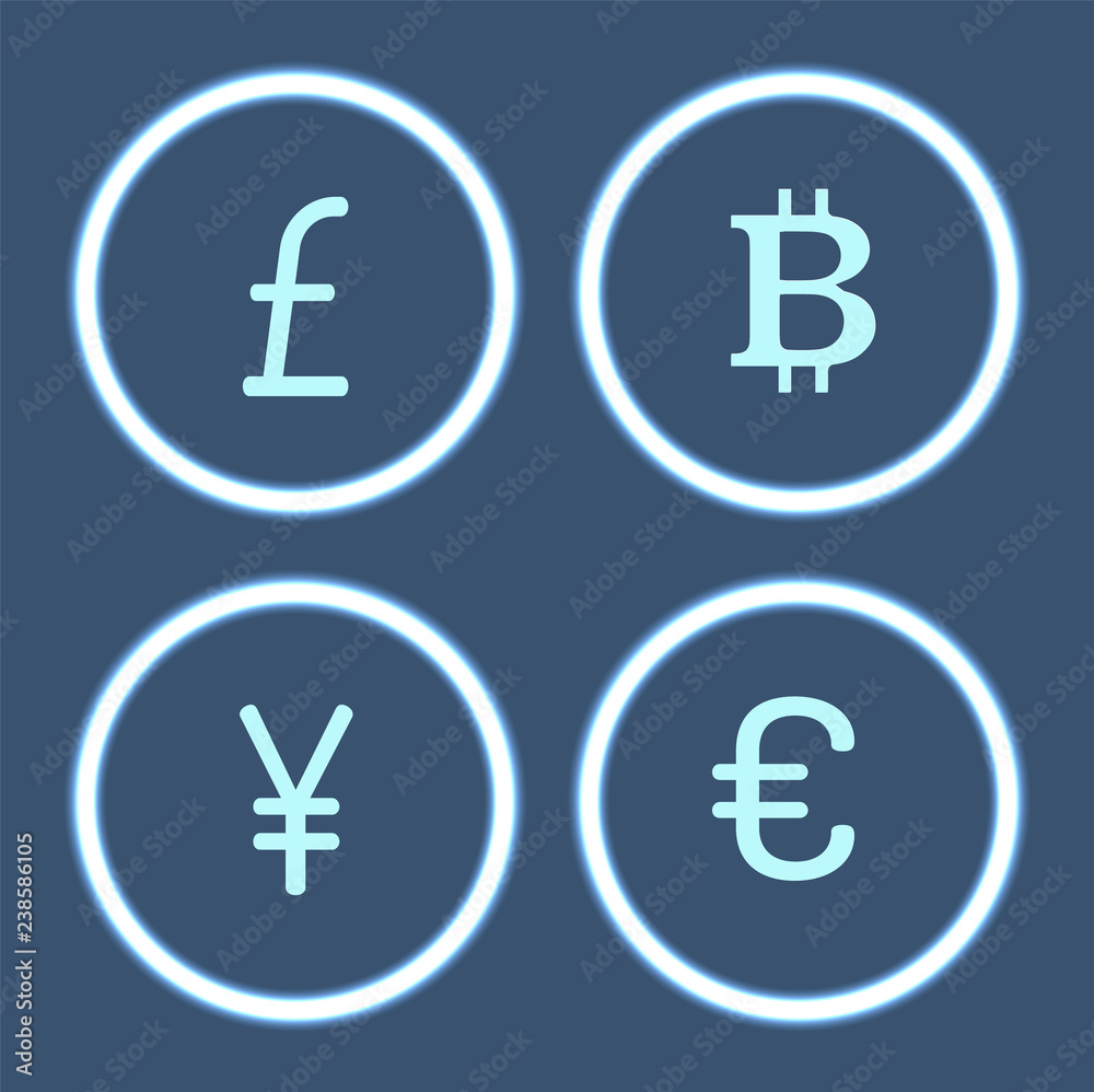 Bitcoin Cryptocurrency and Yen Icons Set Vector Bitcoin Cryptocurrency and Yen Icons Set Vector