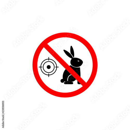 Forbidden hunting rabbit icon on white background can be used for web, logo, mobile app, UI, UX