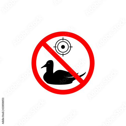 Forbidden hunting duck icon on white background can be used for web, logo, mobile app, UI, UX