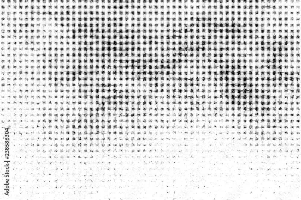 Fototapeta premium Black Halftone Texture On White Background. Modern Dotted Futuristic Backdrop. Fade Noise Overlay. Digitally Generated Image. Pop Art Style. Vector Illustration, Eps 10.