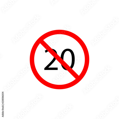 Free Download Forbidden speed 20 icon on white background can be used for web, logo, mobile app, UI, UX - GFXLoad