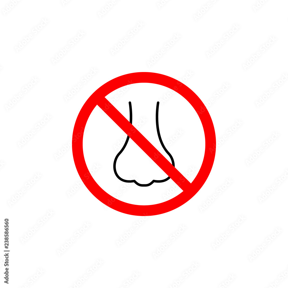 Forbidden nose, smell icon on white background can be used for web, logo, mobile app, UI, UX Forbidden nose, smell icon on white background can be used for web, logo, mobile app, UI, UX