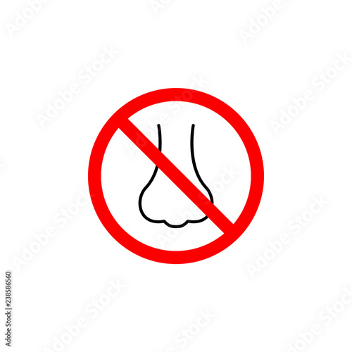 Forbidden  nose, smell icon on white background can be used for web, logo, mobile app, UI, UX