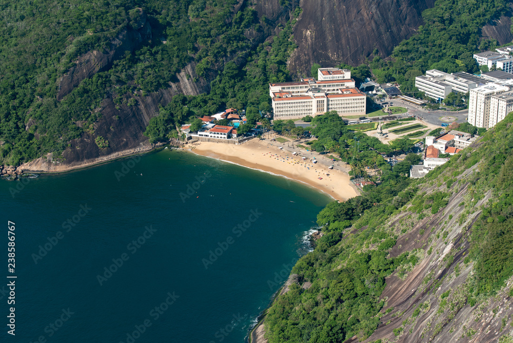 Aerial View of the Red Beach (Praia Vermelha) in Rio de Janeiro, Brazil