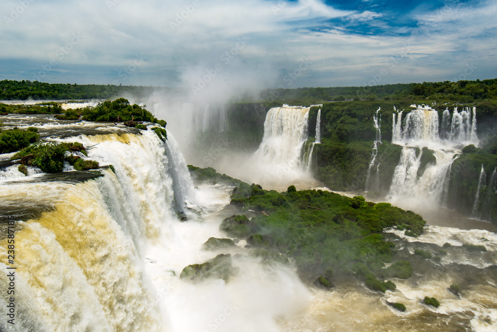Iguazu Falls, One of New Seven Wonders of Nature, in Brazil and Argentina, High Angle View Iguazu Falls, One of New Seven Wonders of Nature, in Brazil and Argentina, High Angle View