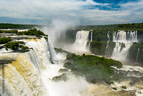 Fototapeta Naklejka Na Ścianę i Meble -  Iguazu Falls, One of New Seven Wonders of Nature, in Brazil and Argentina, High Angle View