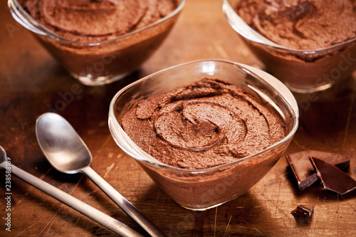 Pots Of Homemade Chocolate Mousse