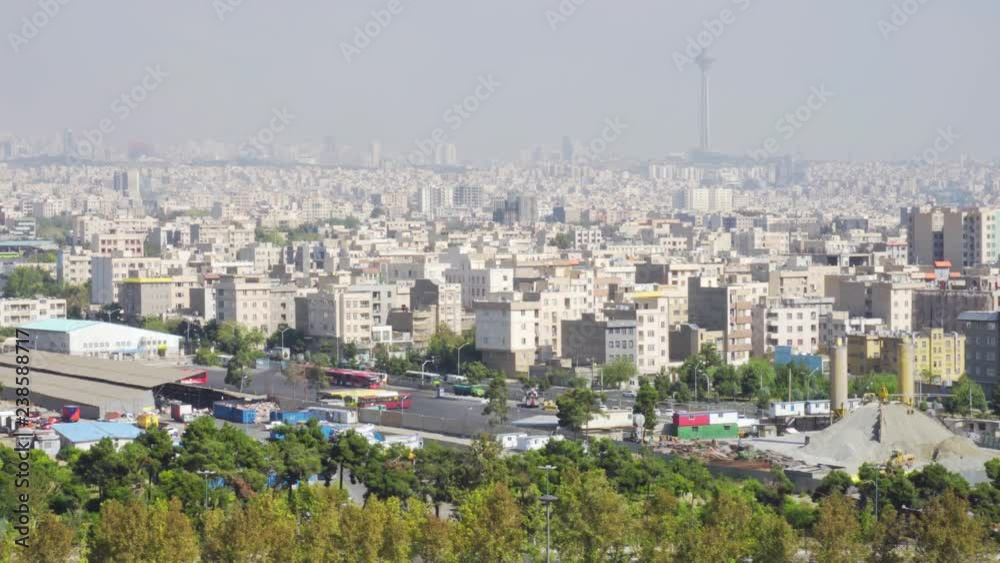 Scenic Tehran skyline, Iran. Panning motion Scenic Tehran skyline, Iran. Panning motion