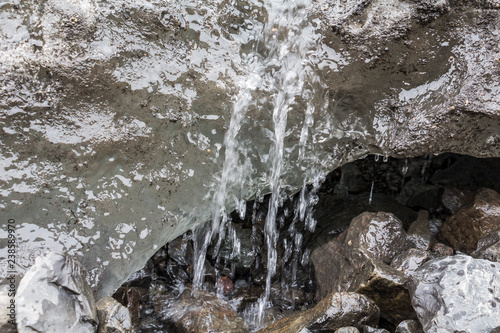 Water melting from glacier in Iceland nature photo