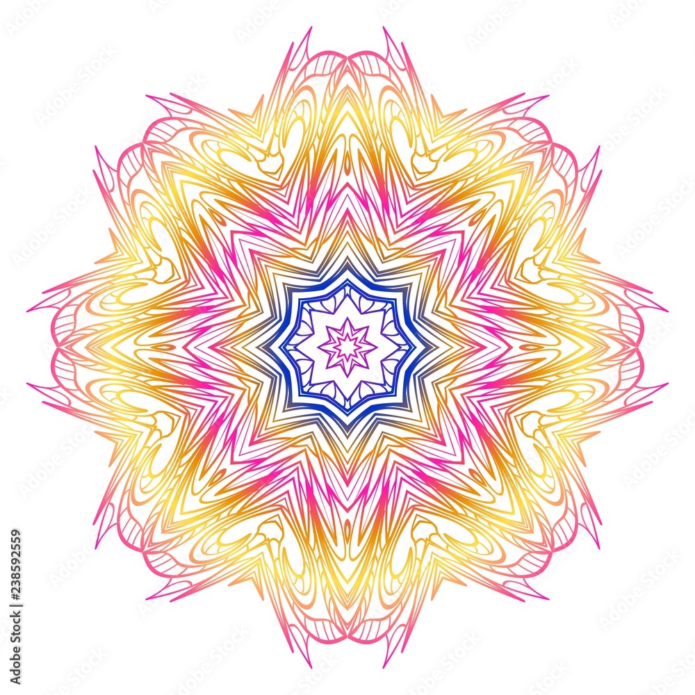 Vector round abstract Mandala style decorative element. Hand-Drawn Vector illustration. Can be used for textile, greeting card, coloring book, phone case print.