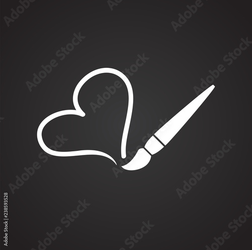 Heart icon on black background for graphic and web design, Modern simple vector sign. Internet concept. Trendy symbol for website design web button or mobile app