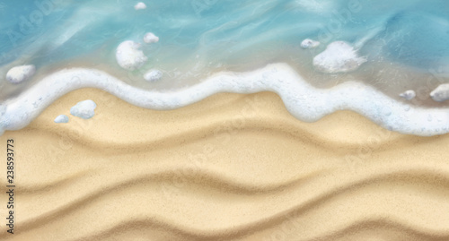 Sand and wave. Beach realistic vector background