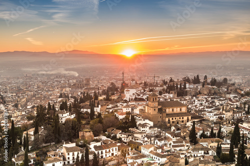 cityscape of granada by sunset in spain architecture