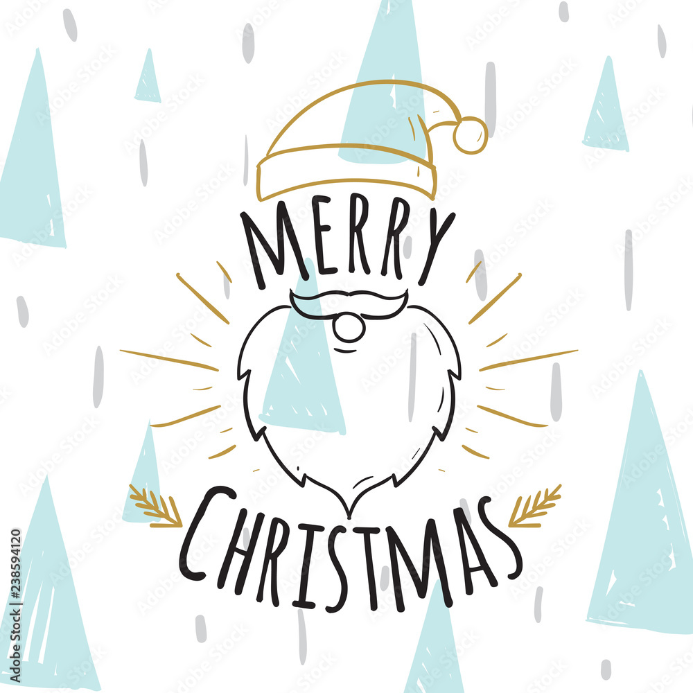 Merry Christmas. Typography. Vector logo, text design. Greeting card.