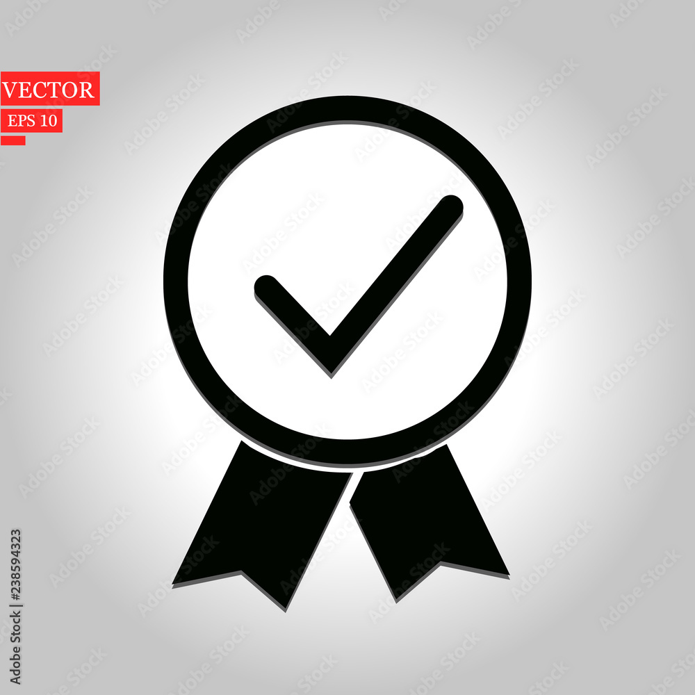 Approved or certified medal icon in a flat design. Award symbol isolated on white background Simple rosette icon in black Vector illustration for graphic design, Web, UI, mobile upp Approved or certified medal icon in a flat design. Award symbol isolated on white background Simple rosette icon in black Vector illustration for graphic design, Web, UI, mobile upp