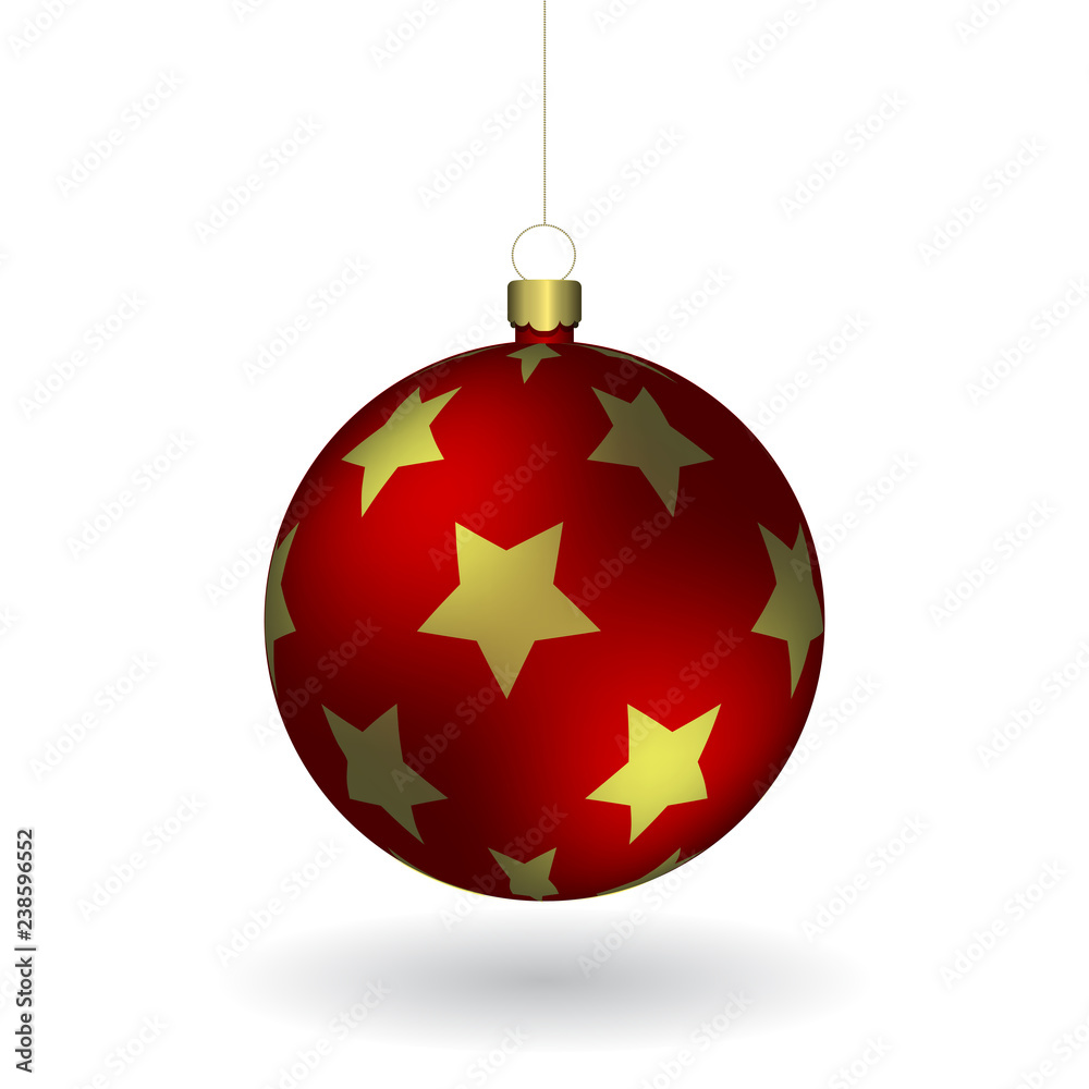 Red Christmass ball hanging on a golden chain Red Christmass ball hanging on a golden chain