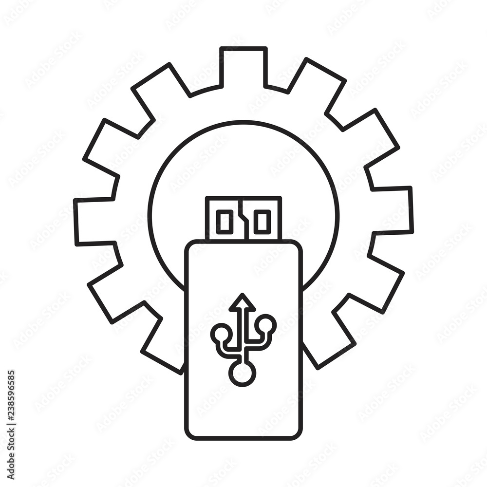 usb gear on white background usb gear on white background