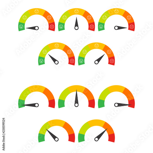 Emoticons mood scale flat - isolated vector illustration