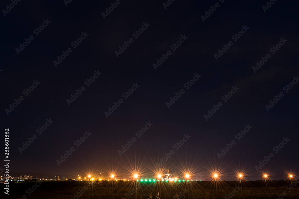 Lights from the airport in Varna late night.
