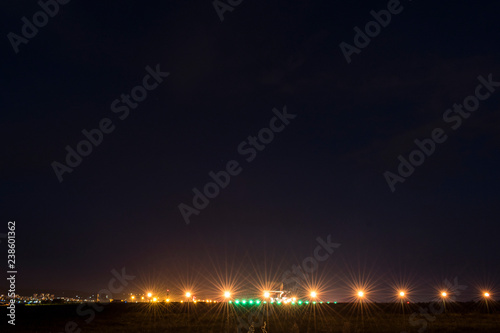Lights from the airport in Varna late night.