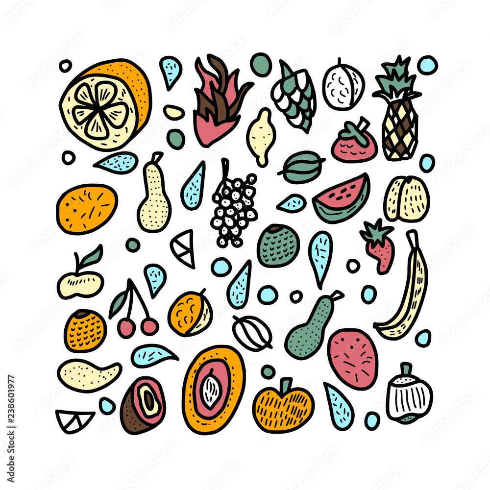 Fruit vector concept in doodle style.