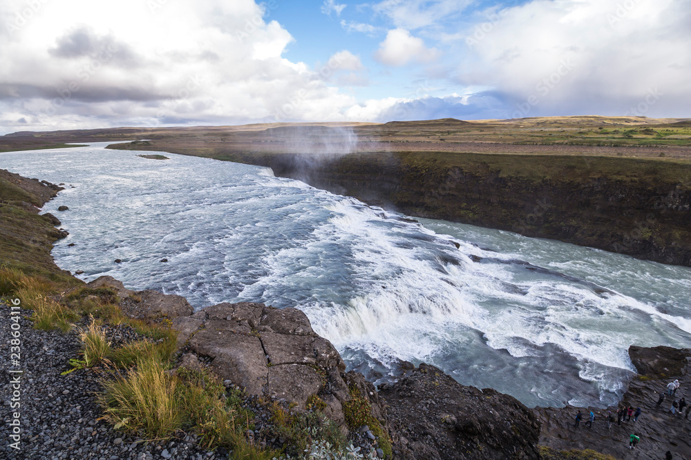View on majestic gullfoss waterfall on Golden Circle Iceland View on majestic gullfoss waterfall on Golden Circle Iceland