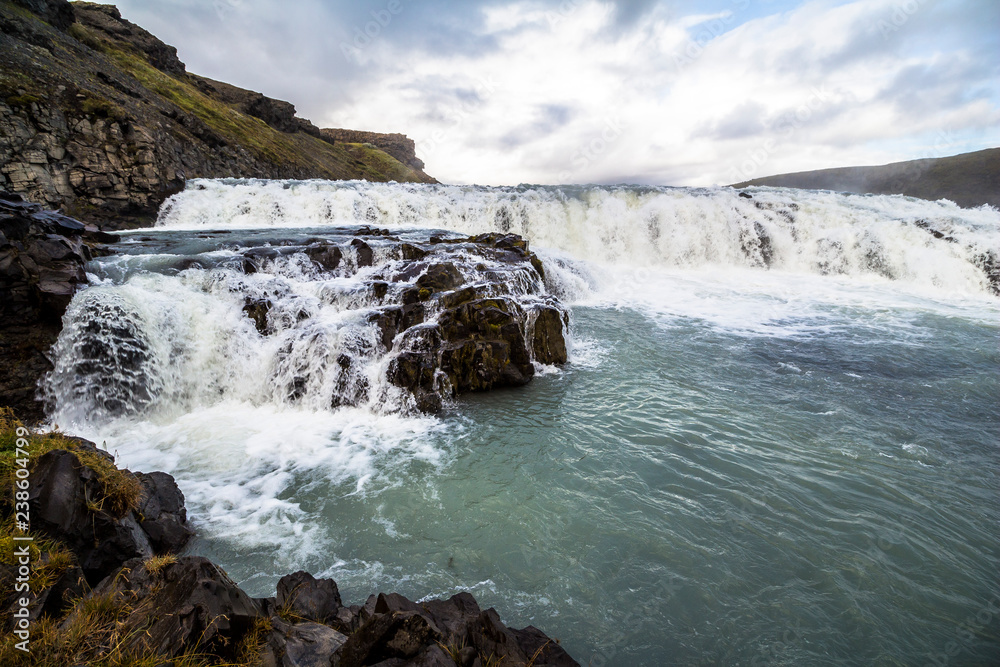 Gullfoss waterfall in Iceland, golden circle route
