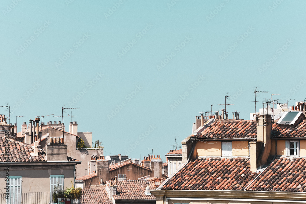 Marseille roofs with antenna