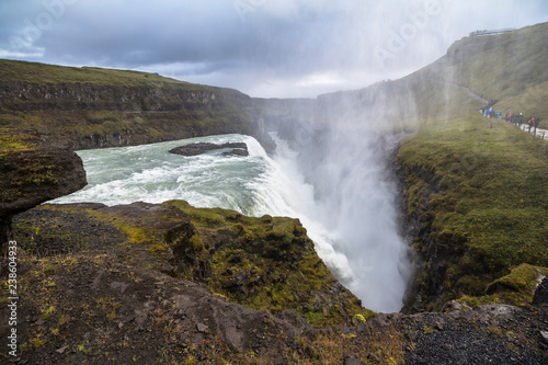 View on majestic gullfoss waterfall on Golden Circle Iceland