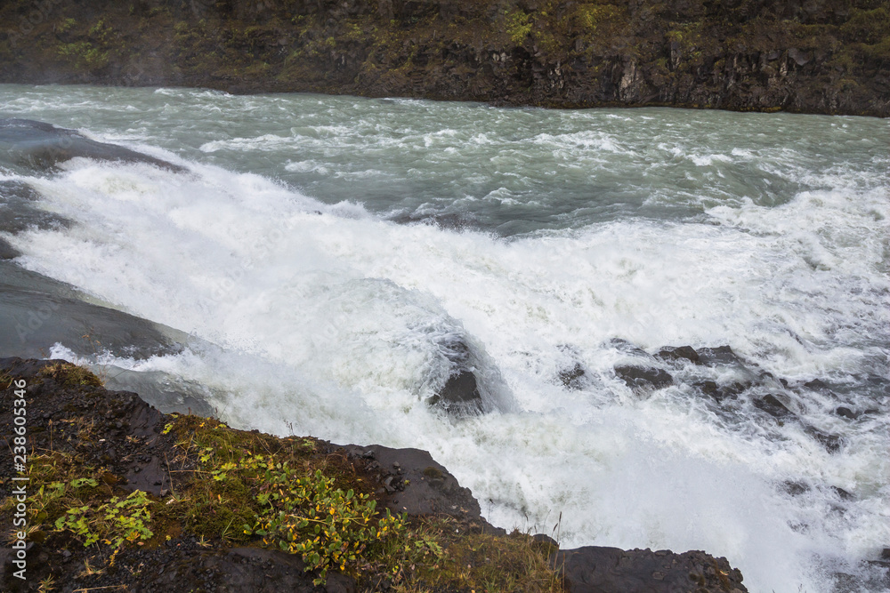 View on majestic gullfoss waterfall on Golden Circle Iceland