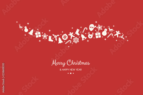 Christmas card in retro style with festive elements. Vector.