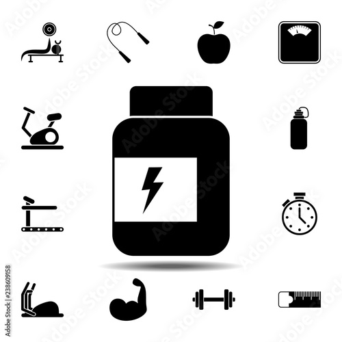 The bank of protein, white, albumen icon. Simple glyph vector element of gym icons set for UI and UX, website or mobile application