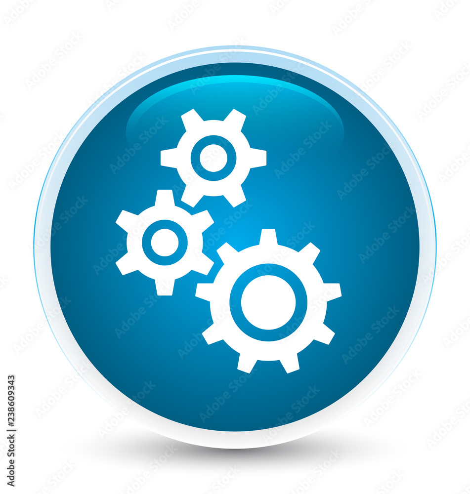 Gears icon special prime blue round button Gears icon special prime blue round button