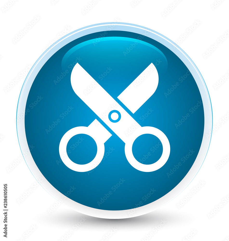 Scissors icon special prime blue round button Scissors icon special prime blue round button