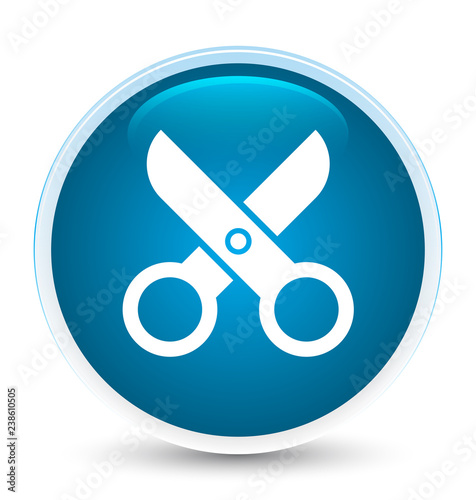 Scissors icon special prime blue round button