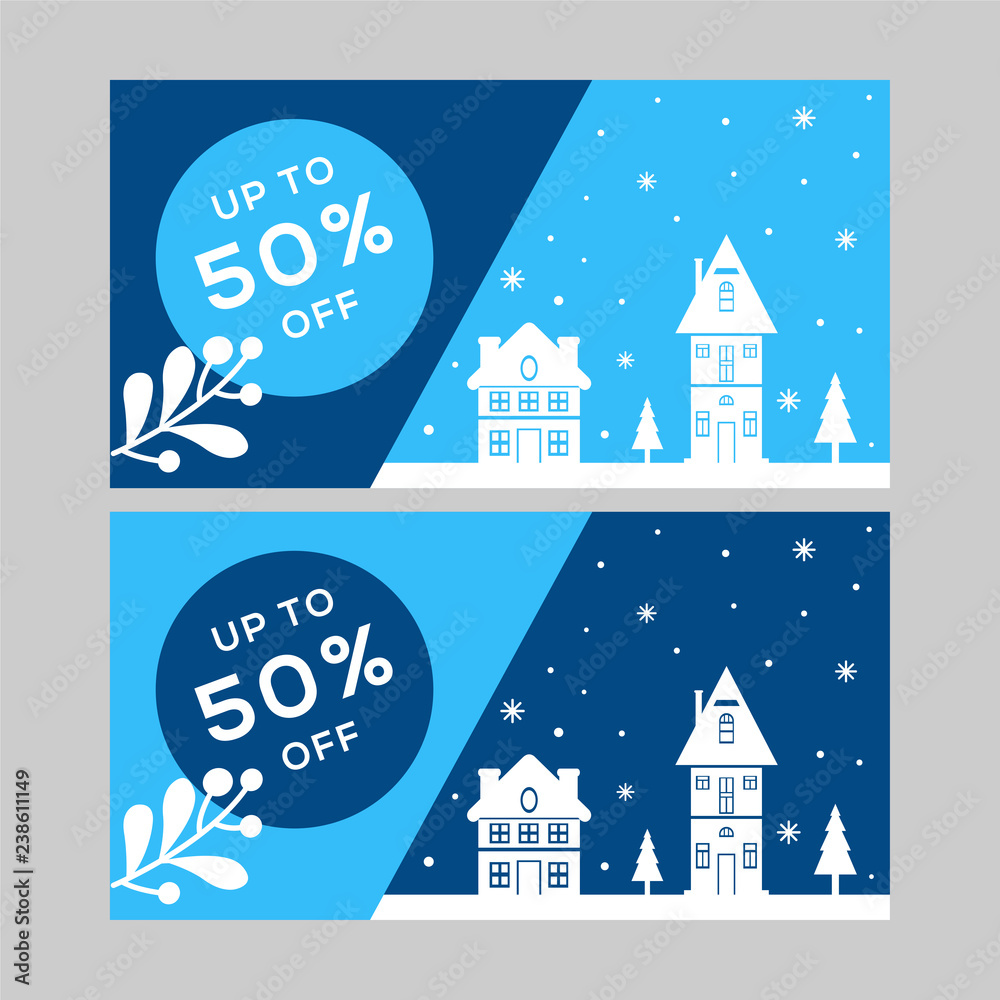 Christmas Facebook banner. New year sale. Blue banner design. Christmas greeting card. Blue eve poster. Christmas cards, headers website. Newsletter designs, ads, 