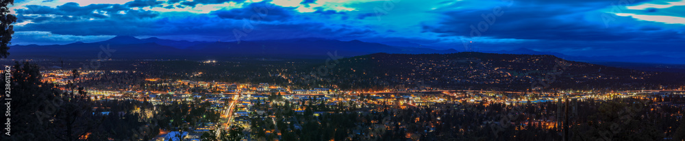 Panorama, as seen from Bend from Pilot Butte Neighborhood Park, Oregon