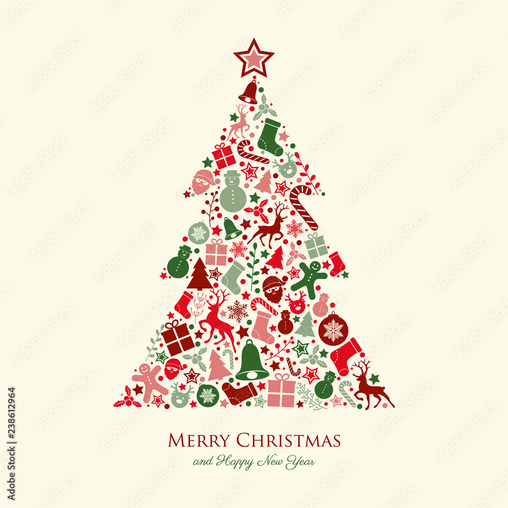 Concept of Christmas card with oraments. Vector. Concept of Christmas card with oraments. Vector.