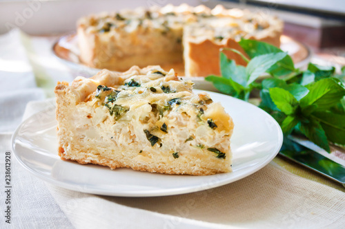 Cheese tart with cauliflower and mint
