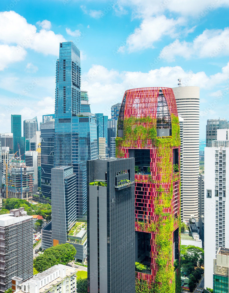 Fototapeta premium Antenowe pejzaż metropolii Singapuru